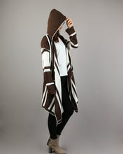 Load image into Gallery viewer, Cardigan Women, cardigan Sweater, Oversized sweater, Hooded Cardigan, Plus Size Knit Hoodie, knit Jacket, Long Cardigan(Y2046)