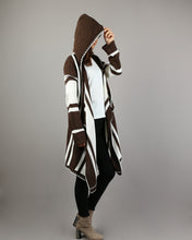 Load image into Gallery viewer, Cardigan Women, cardigan Sweater, Oversized sweater, Hooded Cardigan, Plus Size Knit Hoodie, knit Jacket, Long Cardigan(Y2046)