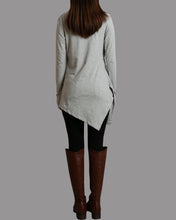 Load image into Gallery viewer, Tunic tops for women, cotton tunic dress, long sleeve t-shirt, long top, dark blue cotton top(Y1041)