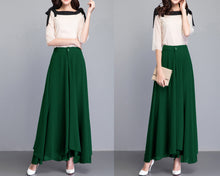 Load image into Gallery viewer, Chiffon Skirt Pants, Women's Cropped Pants, wide leg Pants, Summer Pants, Chiffon Culottes (K2022)