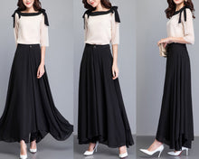 Load image into Gallery viewer, Chiffon Skirt Pants, Women's Cropped Pants, wide leg Pants, Summer Pants, Chiffon Culottes (K2022)