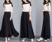 Load image into Gallery viewer, Chiffon Skirt Pants, Women's Cropped Pants, wide leg Pants, Summer Pants, Chiffon Culottes (K2022)