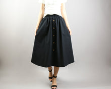 Load image into Gallery viewer, Linen skirt/Midi skirt/A-line skirt/summer skirt/elastic waist skirt/high waist skirt/skirt with pockets (Q0001)