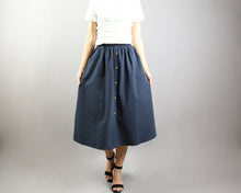Load image into Gallery viewer, Linen skirt/Midi skirt/A-line skirt/summer skirt/elastic waist skirt/high waist skirt/skirt with pockets (Q0001)