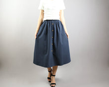 Load image into Gallery viewer, Linen skirt/Midi skirt/A-line skirt/summer skirt/elastic waist skirt/high waist skirt/skirt with pockets (Q0001)