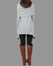 Load image into Gallery viewer, Cotton tunic tops, shawl collar top, knit tunic dress, plus size sweatshirt, oversized knit top, asymmetrical t-shirt(Y1084)