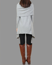 Load image into Gallery viewer, Cotton tunic tops, shawl collar top, knit tunic dress, plus size sweatshirt, oversized knit top, asymmetrical t-shirt(Y1084)