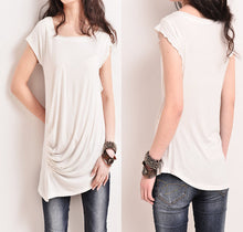 Load image into Gallery viewer, Women's modal tops/Modal t-shirt Women/long tops/cotton top/cotton t-shirt/short sleeve t-shirt/summer top/short sleeve tops/pleated top S01