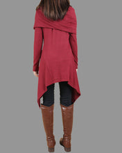 Load image into Gallery viewer, Cotton tunic tops, shawl collar top, knit tunic dress, plus size sweatshirt, oversized knit top, asymmetrical t-shirt(Y1084)