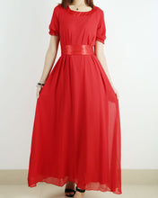 Load image into Gallery viewer, Women's Chiffon Long Dress, bridesmaid dress, White dress, wedding dress, maxi dress, evening dress(Q1010)