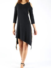 Load image into Gallery viewer, Women's 3/4 sleeve asymmetrical cotton dress, plus size oversized customized tunic dress, black dress, summer dress(Y1907) - lijingshop