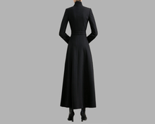 Load image into Gallery viewer, Wool coat women, Cashmere winter coat, long jacket, High collar coat , coat dress, blue wool long coat, warm coat, plus size coat Y006