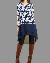 Load image into Gallery viewer, Oversize Chiffon Slip Dress/3/4 Sleeve lace Top/Maternity Tunic Dress/Plus Size Tunic Top(Q1801)