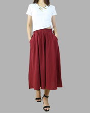 Load image into Gallery viewer, Elastic waist skirt, Midi linen skirt, Boho skirt with pockets, high waist skirt, flared skirt(Q1062)