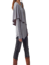 Load image into Gallery viewer, Women's oversized casual t-shirt/asymmetrical layered cotton top/customized clothing/long sleeve tops(Y1217) - lijingshop