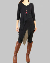 Load image into Gallery viewer, Women's Chiffon and Modal Tunic Dress, Asymmetrical Dress, 3/4 Sleeve Tunic top, Customized Dress, White dress, Casual t-shirt, half sleeve top(Q1997a)