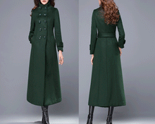 Load image into Gallery viewer, Wool coat, Double breasted wool jacket, winter coat, long jacket, High collar coat , coat dress, wool long coat, warm coat, plus size coat Y0021