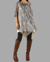 Load image into Gallery viewer, Peacock feather printed dress, silk dress, half sleeve tunic dress, modal cotton dress, summer dress, tunic top for leggings(Q1050)