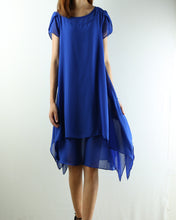 Load image into Gallery viewer, Women's chiffon dress/short sleeves tunic dress/Casual Tunic top/summer dress/customized oversized dress/black tunic top(Y1709) - lijingshop