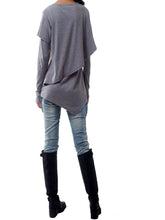 Load image into Gallery viewer, Women's oversized casual t-shirt/asymmetrical layered cotton top/customized clothing/long sleeve tops(Y1217) - lijingshop