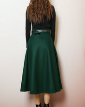 Load image into Gallery viewer, Wool skirt, Midi skirt, Winter skirt, Wool skirt with belt, custom made skirt, black skirt (Q2143)