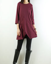 Load image into Gallery viewer, Womens 3/4 sleeve crew neck tunic top/cotton tunic dress/oversized dress/A-line casual dress (Q1943) - lijingshop