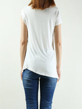 Load image into Gallery viewer, Women's short sleeve top/modal cotton t-shirt/asymmetrical top/casual tunic top/loose t-shirt/summer top/customized t-shirt(Y1940) - lijingshop