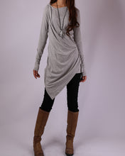 Load image into Gallery viewer, Long Sleeve Tunic Dress/Asymmetrical Cotton Top/cotton t-shirt/Customized shirt/Tunic Top for Leggings(Y1704) - lijingshop