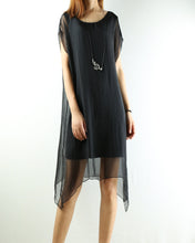 Load image into Gallery viewer, Women's Short Sleeves Chiffon Dress/modal layered Casual asymmetrical Tunic dress/Summer Silk Dress/Oversized dress(Q1941) - lijingshop