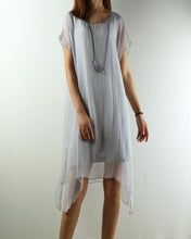 Load image into Gallery viewer, Women's Short Sleeves Chiffon Dress/modal layered Casual asymmetrical Tunic dress/Summer Silk Dress/Oversized dress(Q1941) - lijingshop