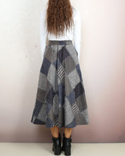 Load image into Gallery viewer, Plaid skirt, wool skirt, winter skirt women, flared skirt, boho skirt, elastic waist skirt, long skirt(Q2140)