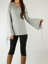 Load image into Gallery viewer, Women's bell sleeve bottoming top/cotton t-shirt/plus size oversized casual customized top(Y1830) - lijingshop