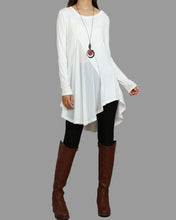 Load image into Gallery viewer, Chiffon Tunic for Women/Women's Modal and Chiffon Tunic Dress/Modal Top/Tunic Tops for Leggings/chiffon dress/modal t-shirt/long sleeve t-shirt(Y1819)