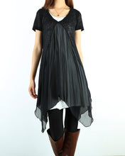 Load image into Gallery viewer, Women's 2 pieces dress, layered tunic dress set, cotton tank dress, chiffon dress, short sleeve dress, summer dress (Q1505)