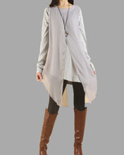 Load image into Gallery viewer, Womens Long Sleeve Top/Cotton and Chiffon Tunic Dress/Layered Cotton Top/Plus Size Tunic Top/Oversized T-shirt/Casual T-Shirt/Asymmetrical Dress(Y1702)