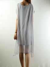 Load image into Gallery viewer, Women's modal layered Casual asymmetrical Tunic dress/Short Sleeves Chiffon Dress/Summer Silk Dress/Oversized dress(Q1941) - lijingshop