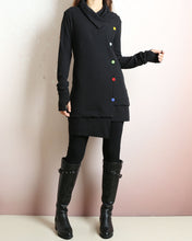 Load image into Gallery viewer, Cotton tunic dress, Rib knit top, Cotton tunic dress with thumbhole, long sleeve tunic, tunic top for leggings,lightweight sweater (Y2169)