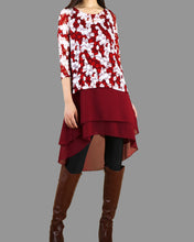 Load image into Gallery viewer, 3/4 Sleeve lace Top/Maternity Tunic Dress/Oversize Chiffon Slip Dress/Plus Size Tunic Top(Q1801)