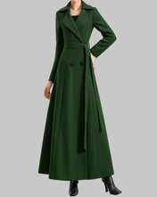 Load image into Gallery viewer, Wool coat women, winter coat, long jacket, double breasted jacket, coat dress, Green wool long coat, warm coat, plus size coat Y037