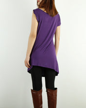 Load image into Gallery viewer, Women's modal cotton t-shirt/asymmetrical top/short sleeve top/casual tunic top/loose t-shirt/summer top/customized t-shirt(Y1940)