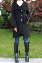 Load image into Gallery viewer, Women's Wool Cashmere Coat/ Button Down Jacket/Winter coat/Asymmetrical Overcoat/Plus Size Jacket/Casual Customized Jacket/oversized Coat(Y1225) - lijingshop