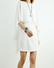 Load image into Gallery viewer, Backless dress, white cape dress, sexy dress, oversized chiffon dress, kaftan Dress, summer dress, evening dress, beach Dress(Q1019)
