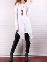 Load image into Gallery viewer, Cotton and Chiffon Tunic Dress/Womens Long Sleeve Top/Layered Cotton Top/Plus Size Tunic Top/Oversized T-shirt/Casual T-Shirt/Asymmetrical Dress(Y1702) - lijingshop