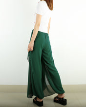 Load image into Gallery viewer, Womens Wide Leg trousers/Chiffon Skirt Pants/Elastic Waist Pants/High Waist Loose Trousers/Layered Flowy Pants/Black Pants(K1701)