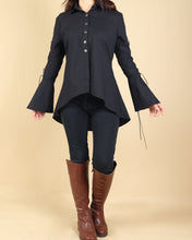 Load image into Gallery viewer, Women's Cotton Linen blouse/Bell Sleeves Shirt Dress/long sleeve shirt(Y20171a)