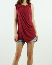 Load image into Gallery viewer, Women's asymmetrical t-shirt/modal cotton draping slip top/summer top/customized sleeveless top(Y1935)