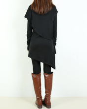 Load image into Gallery viewer, Thumb hole Sleeves tunic dress/Cotton dress/High Neck Dress/Womens Tunic Dress/Cotton Asymmetric T-shirt/Long Sleeve Tunic Top/Oversized Shirt/Casual T-shirt Customized(Y1535)