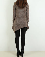 Load image into Gallery viewer, pullover sweater dress/Asymmetrical knit sweater/cowl neck sweater/oversized knit top/customized tunic dress/plus size sweatshirt/casual jumper (Y1853)