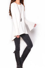 Load image into Gallery viewer, women's bell sleeves top/bottom t-shirt/plus size top/oversized tunic dress/casual customized tunic top/green sweater dress (Y1701gt) - lijingshop