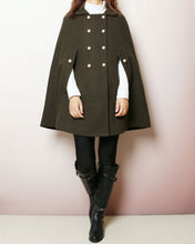 Load image into Gallery viewer, Wool cape coat, wool poncho, wool cloak jacket, winter coat, wool cloak(Y2164)